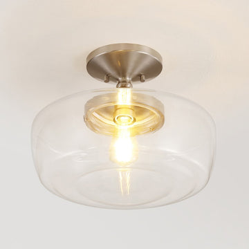 Marfa 14" Glass/Iron Farmhouse Modern LED Flush Mount
